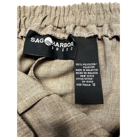 SAG HARBOR Women's Tan Dress Pants Side Zip Back Elastic Size 12 NWOT - Picture 2 of 7